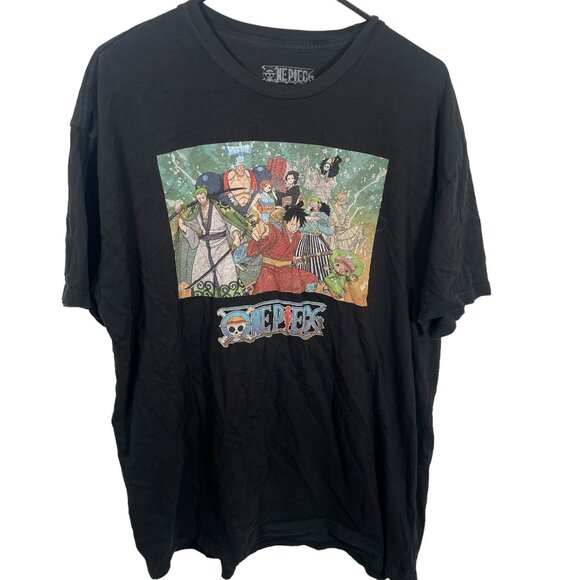 One Piece Straw Hat Crew T Shirt Mens XXL Luffy Wano Island Anime SS Black - Picture 1 of 4